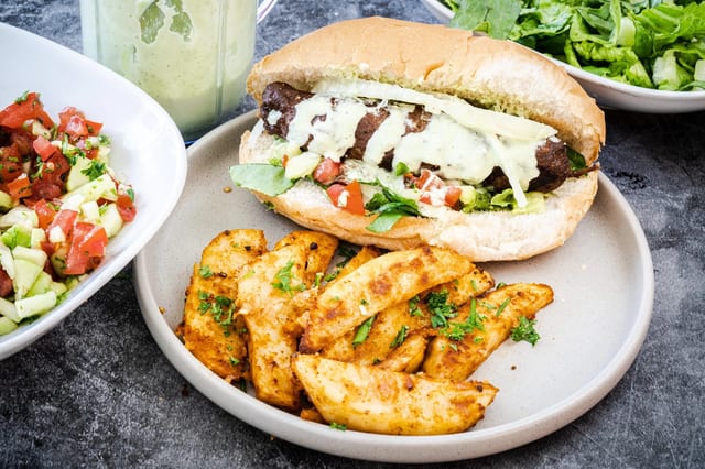 Beef Shish Kebab Sandwich.