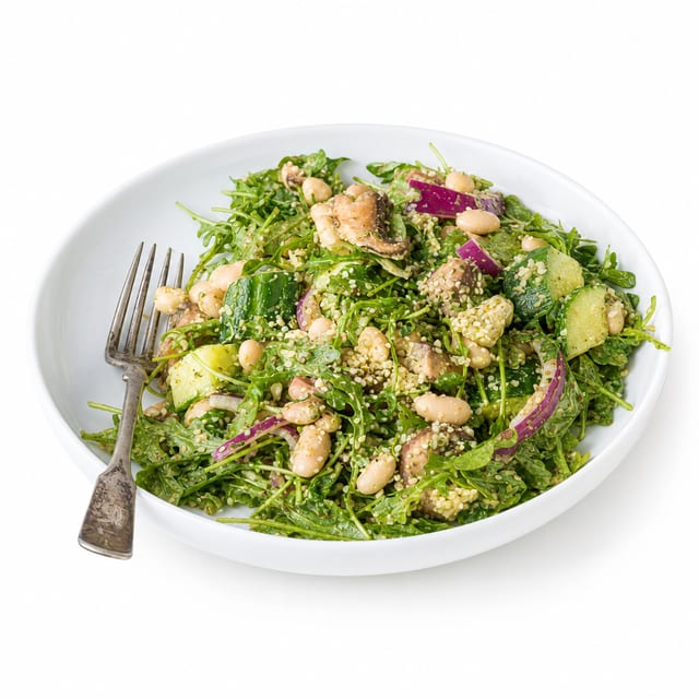 Baby Arugula Salad with Protein.